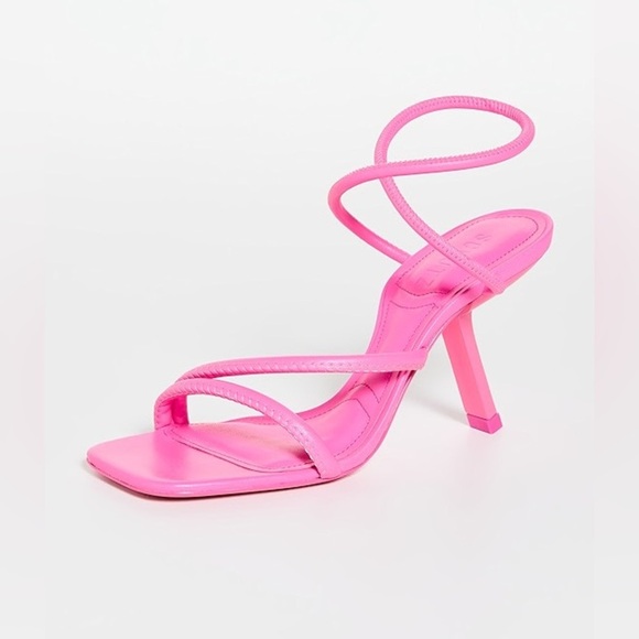 Schutz Shalla Angled-Heel Sandals in Hot Pink Size 10B. - Picture 1 of 14